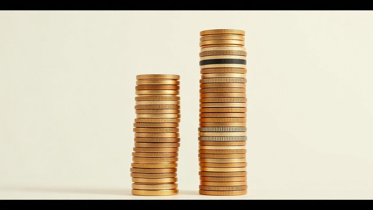 Two paths of stacked coins representing the avalanche and snowball debt payoff methods