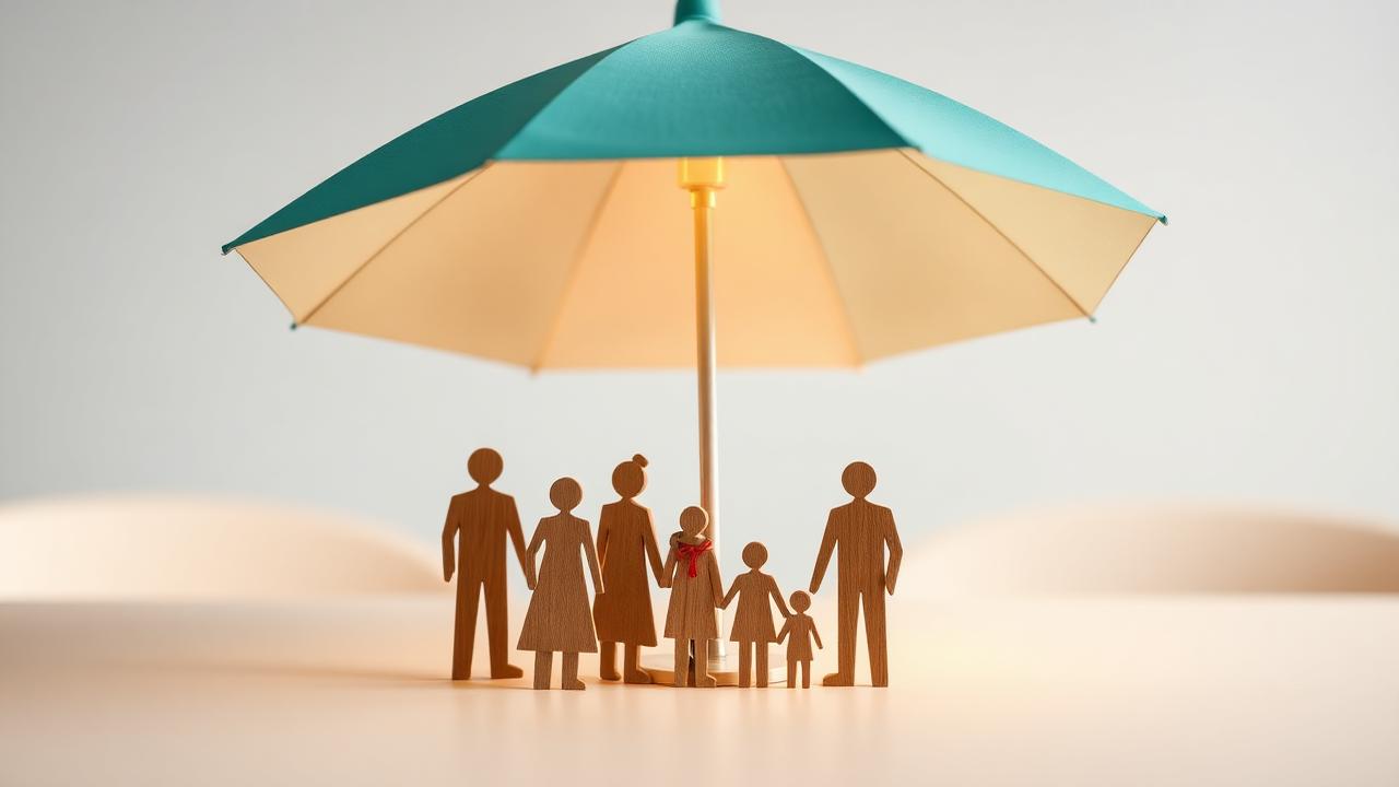 Family silhouette with a checklist of debts and income replacement goals