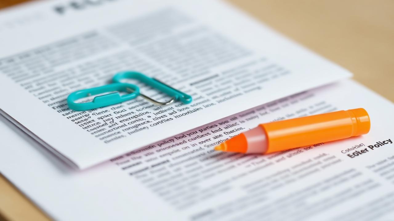 Magnifying glass hovering over the fine print of an insurance policy